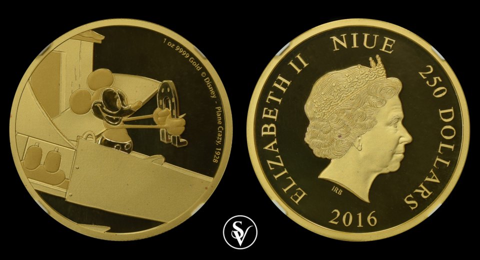 250$ 2016 MICKEY PLANE CRAZY NGC PF 70 ULTRA CAMEO