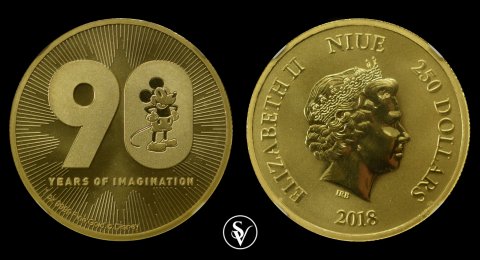 Niue 250$ 2018 MICKEY MOUSE 90TH ANNIVERSARY MS69 NGC
