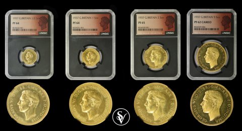 1937 George VI G.BRITAIN 4 coin set  NGC PF