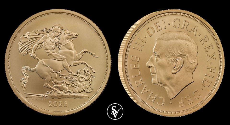 2026 Charles III 5 Pound gold sovereign St George slaying the dragon 