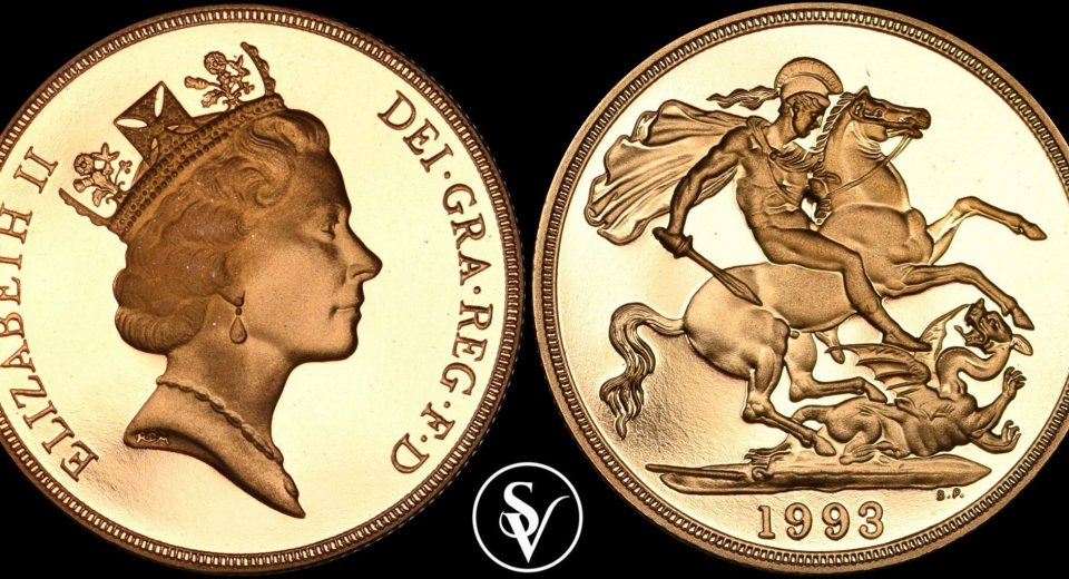 1993 Elizabeth II two pounds gold proof sovereign 
