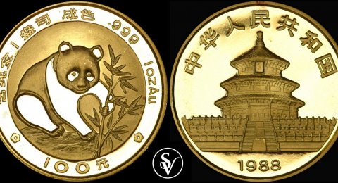 1988 1oz gold Panda 100 Yuan China